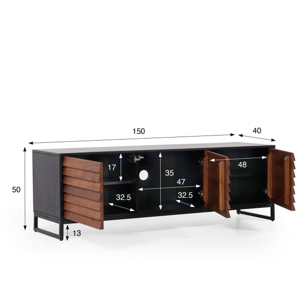Meuble TV en bois naturel 150cm - Tamara