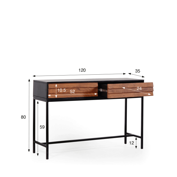 Console en bois naturel 120cm - Tamara