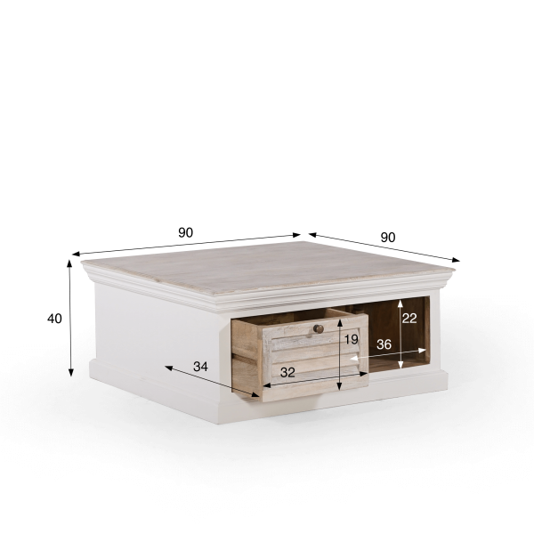 Table basse en bois blanc naturel - Sea side