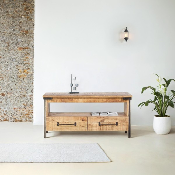 Meuble TV bois & métal 120 cm - Retro Archi