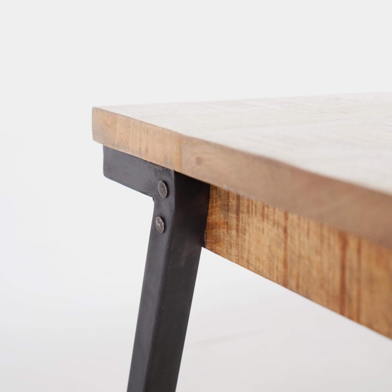 Table basse style vintage avec plateau en bois massif et pied en métal - Retro Archi