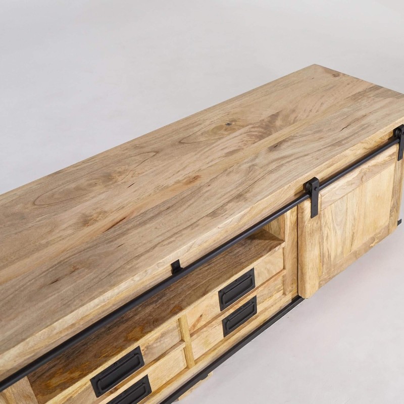 Meuble TV industriel 180 cm avec 4 tiroirs - Paris