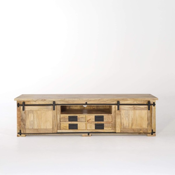 Meuble TV industriel 180 cm avec 4 tiroirs - Paris