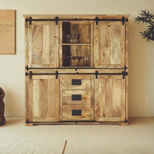 Vaisselier industriel en bois et métal 150 cm - Paris