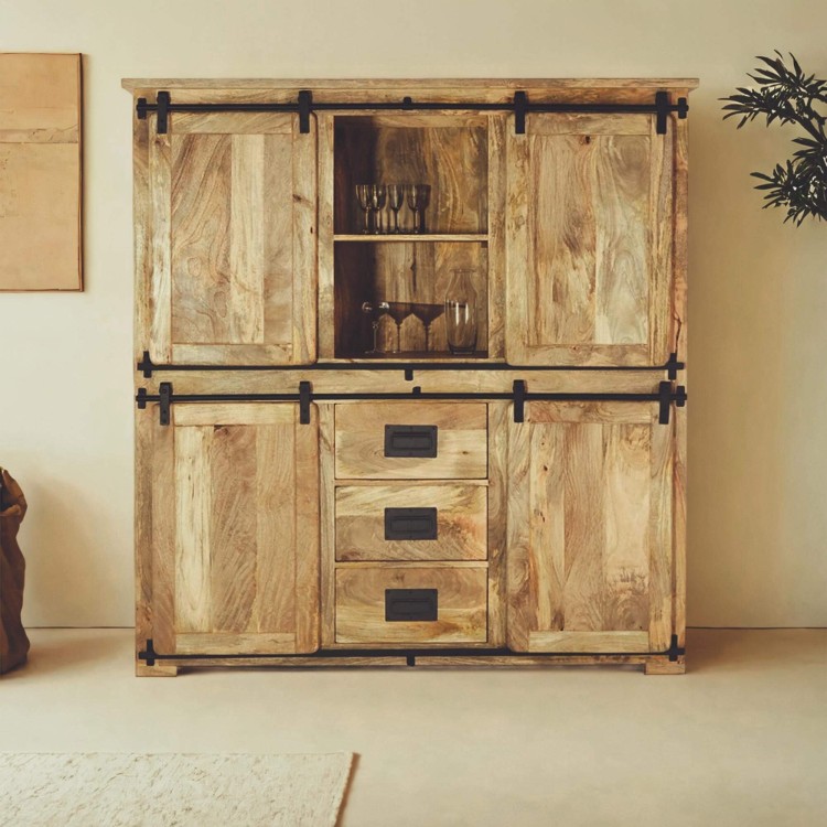 Vaisselier industriel en bois et métal 150 cm - Paris