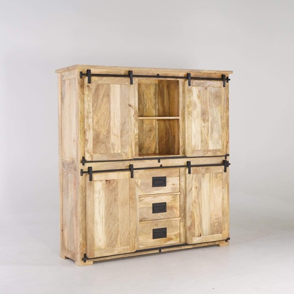 Vaisselier industriel en bois et métal 150 cm - Paris