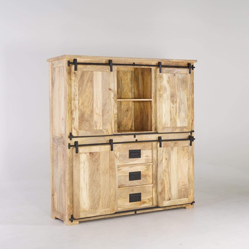 Vaisselier industriel en bois et métal 150 cm - Paris
