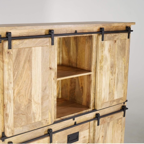 Vaisselier industriel en bois et métal 150 cm - Paris