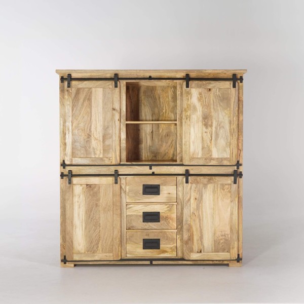 Vaisselier industriel en bois et métal 150 cm - Paris