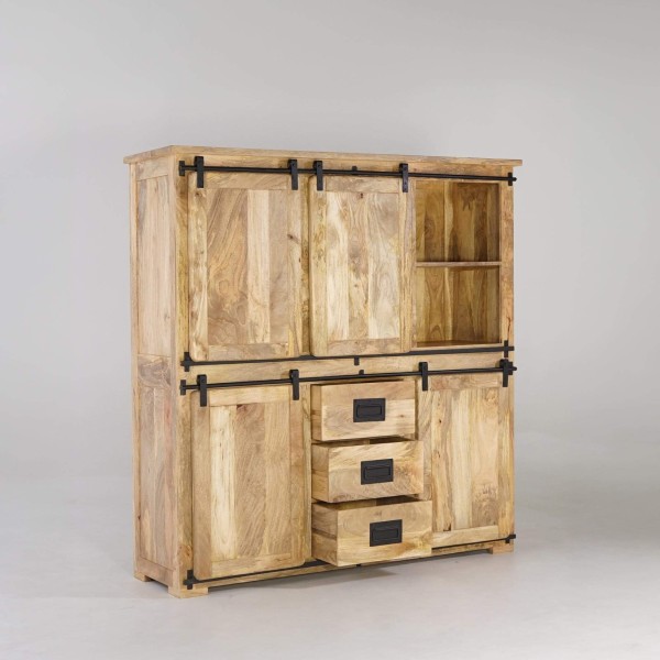 Vaisselier industriel en bois et métal 150 cm - Paris