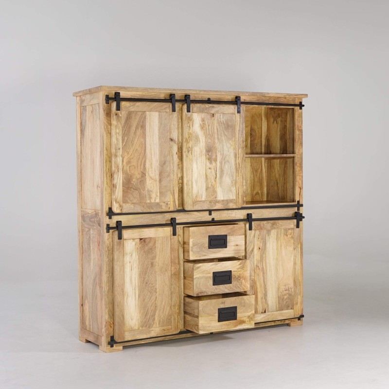 Vaisselier industriel en bois et métal 150 cm - Paris