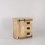 Petit buffet industriel en bois massif 70 cm - Paris