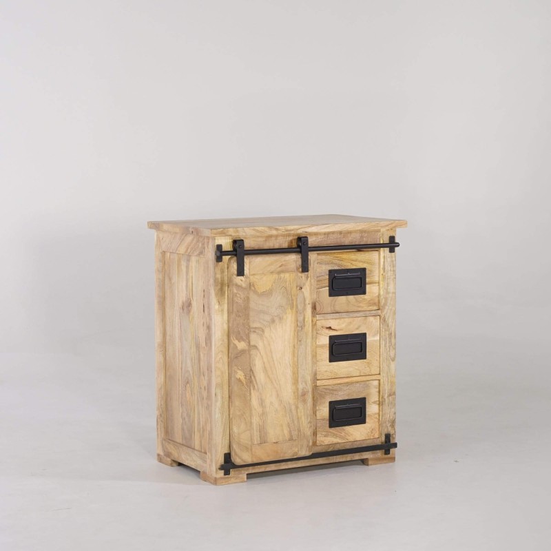 Petit buffet industriel en bois massif 70 cm - Paris