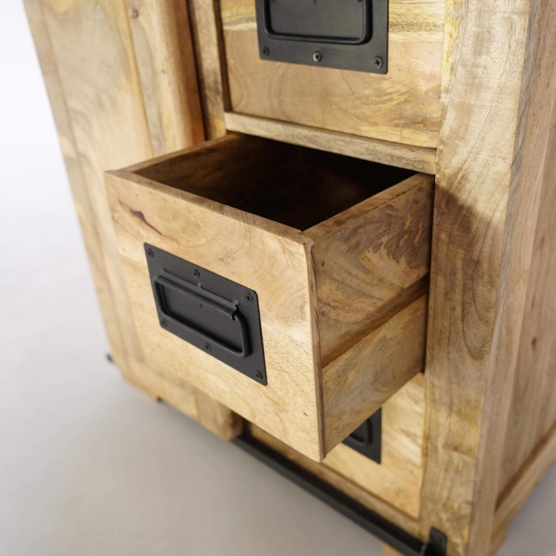 Petit buffet industriel en bois massif 70 cm - Paris