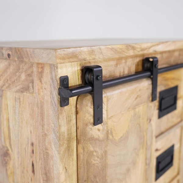 Petit buffet industriel en bois massif 70 cm - Paris
