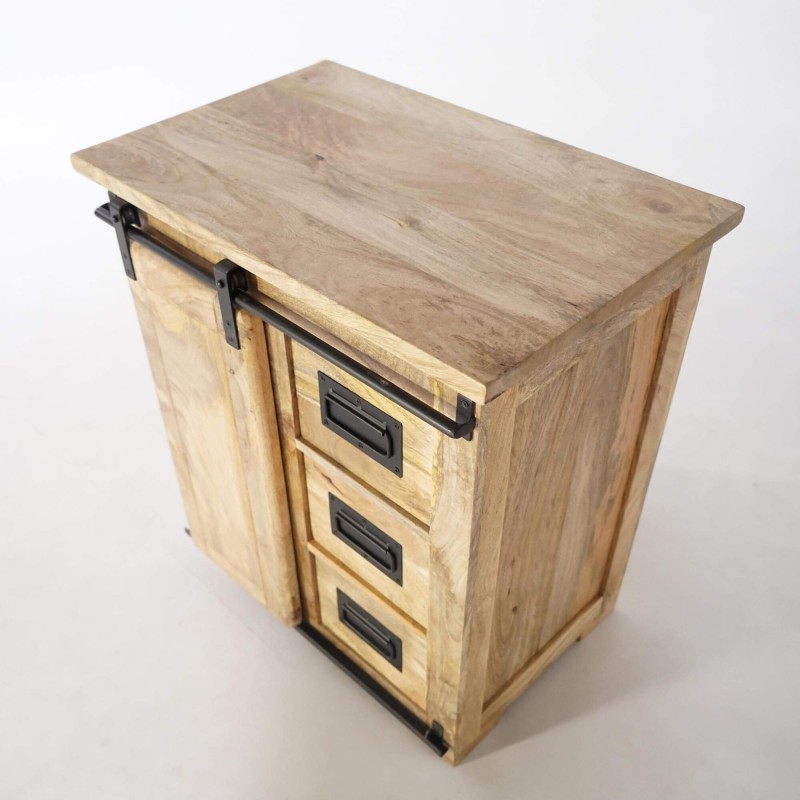 Petit buffet industriel en bois massif 70 cm - Paris