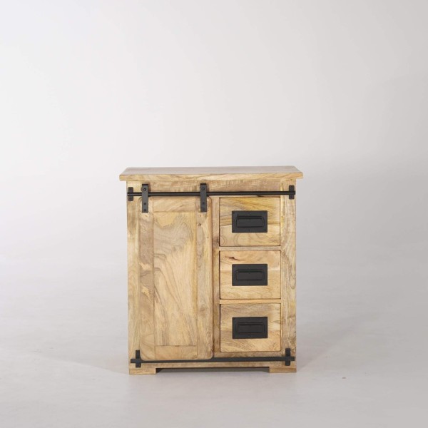 Petit buffet industriel en bois massif 70 cm - Paris