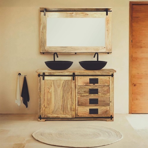 Meuble sous vasques bois et métal - Paris