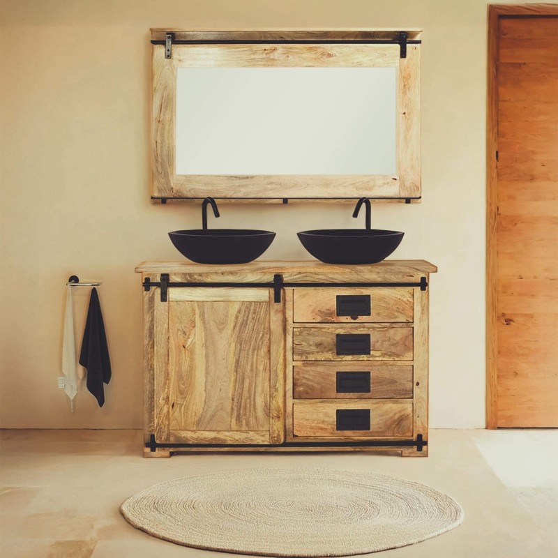 Meuble sous vasques bois et métal - Paris