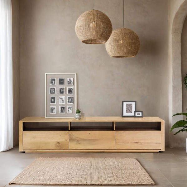 Meuble TV en chêne naturel 200 cm - Yseult