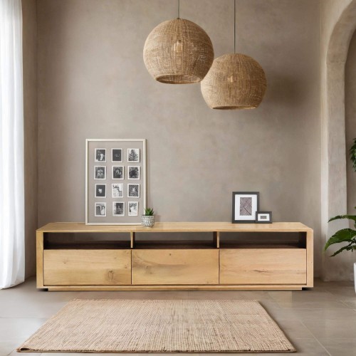 Meuble TV en chêne naturel 200 cm - Yseult