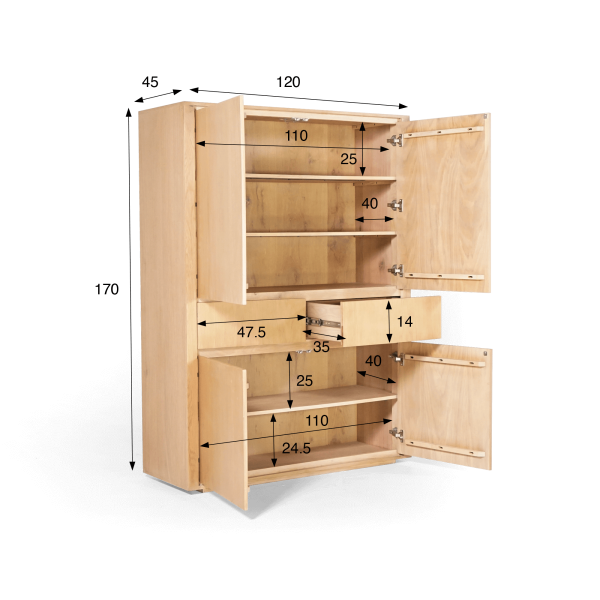 Armoire buffet en chêne naturel 120 cm - Yseult