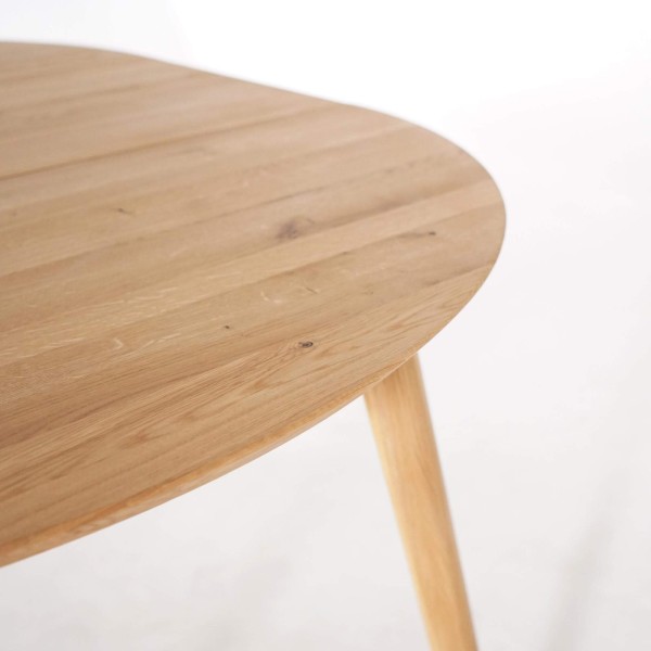 Table à manger ronde en bois de chêne 120 cm avec allonge de 45 cm