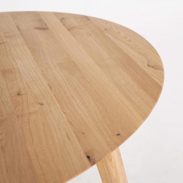 Table à manger ronde en bois de chêne 120 cm avec allonge de 45 cm
