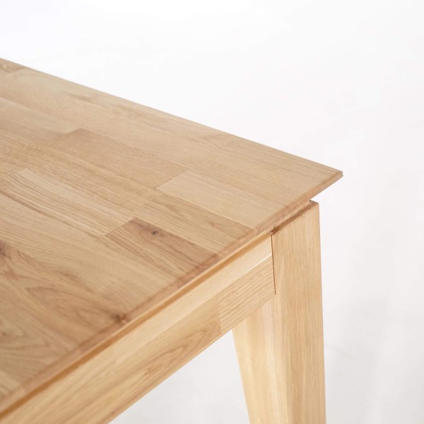 Table à manger rectangulaire en bois de chêne 120 x 80 cm avec allonge de 60 cm