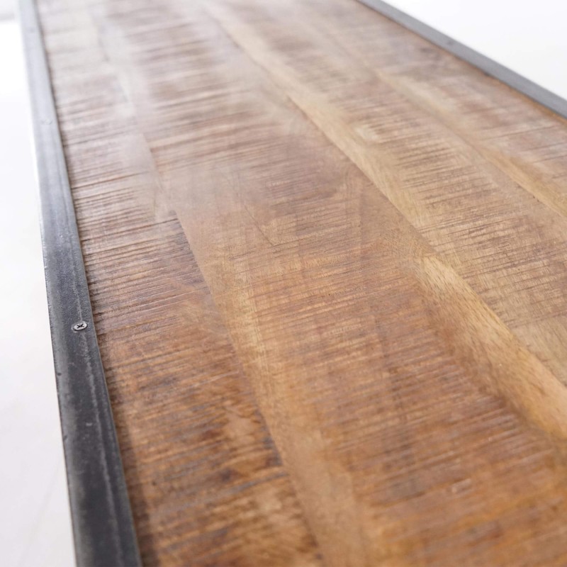 Meuble TV industriel en bois massif et métal 220 cm - Manchester