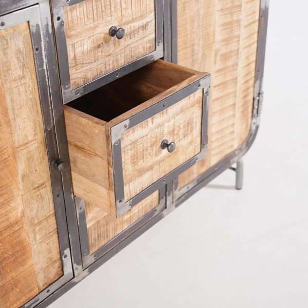 Buffet industriel en bois et métal 2 portes - Manchester