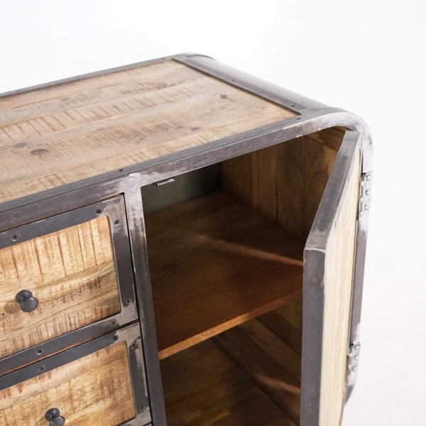 Buffet industriel en bois et métal 2 portes - Manchester