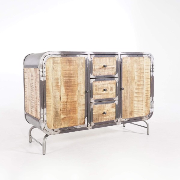 Buffet industriel en bois et métal 2 portes - Manchester