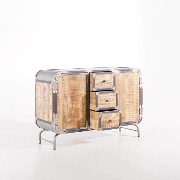 Buffet industriel en bois et métal 2 portes - Manchester