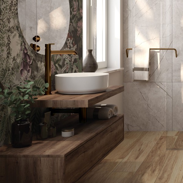 Robinet pour vasque à poser avec mitigeur thermostatique Silia, Bronze brossé