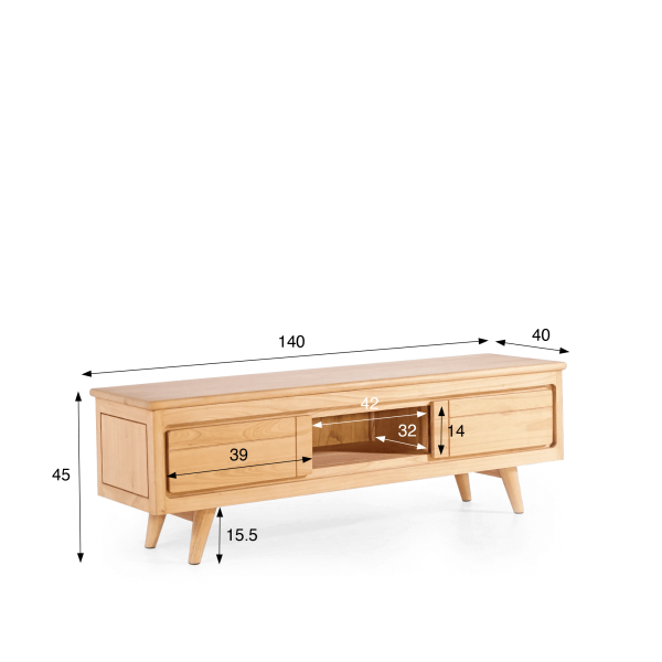 Meuble TV en bois massif 140 cm - Pragati