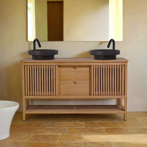 Meuble de salle de bain sous vasque en bois massif 140 cm - Rohini