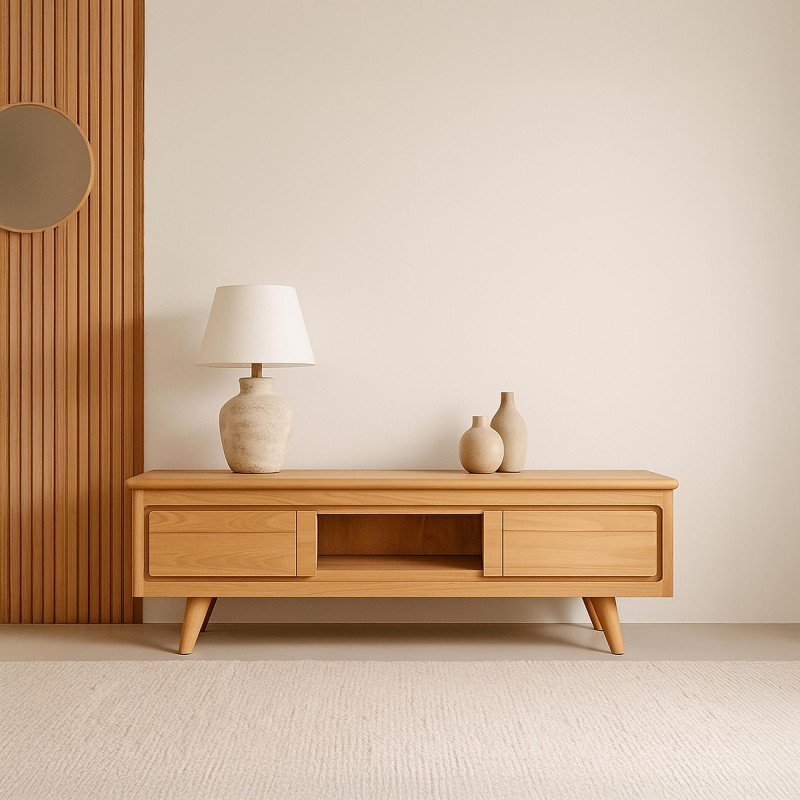 Meuble TV en bois massif 140 cm - Pragati