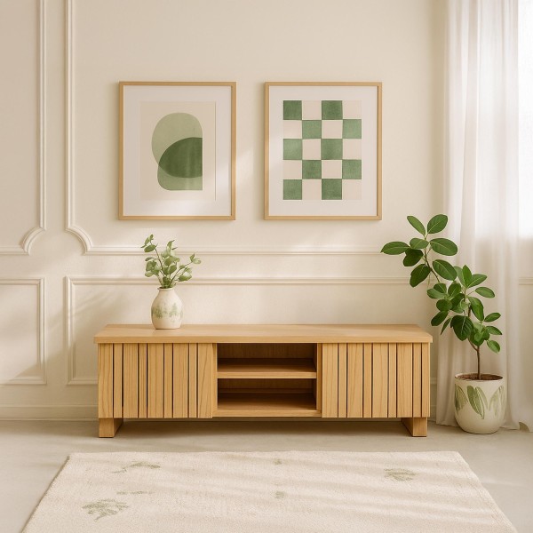 Meuble TV en bois massif 135 cm - Satya