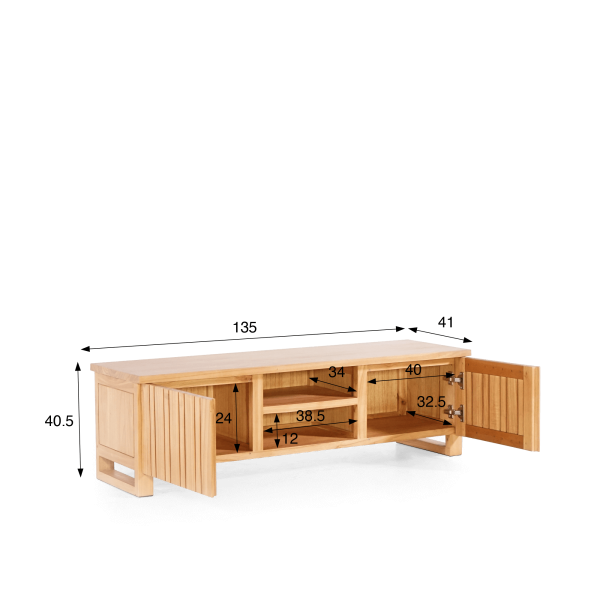 Meuble TV en bois massif 135 cm - Satya