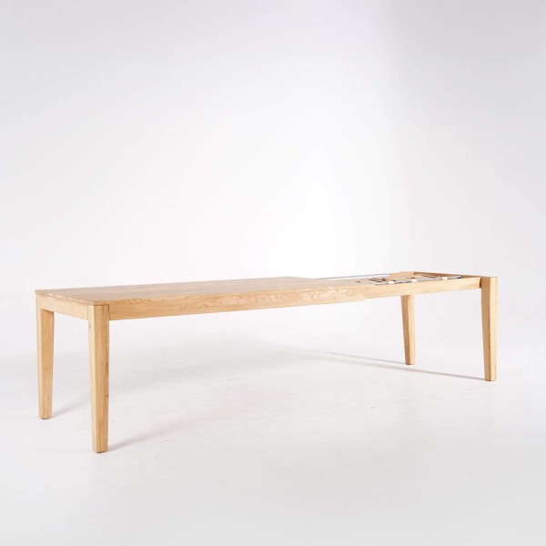 Table à manger en bois de chêne 180 x 90 cm avec allonges de 2 x 50 cm