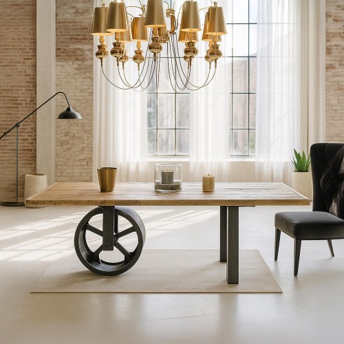 Table à manger industrielle rouleau compresseur