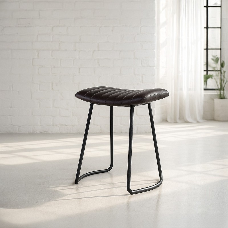 Tabouret d’appoint cuir noir - Scrambler