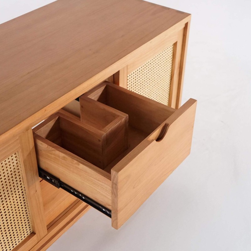 Meuble salle de bain en bois massif sur pieds 140 cm - Anaya