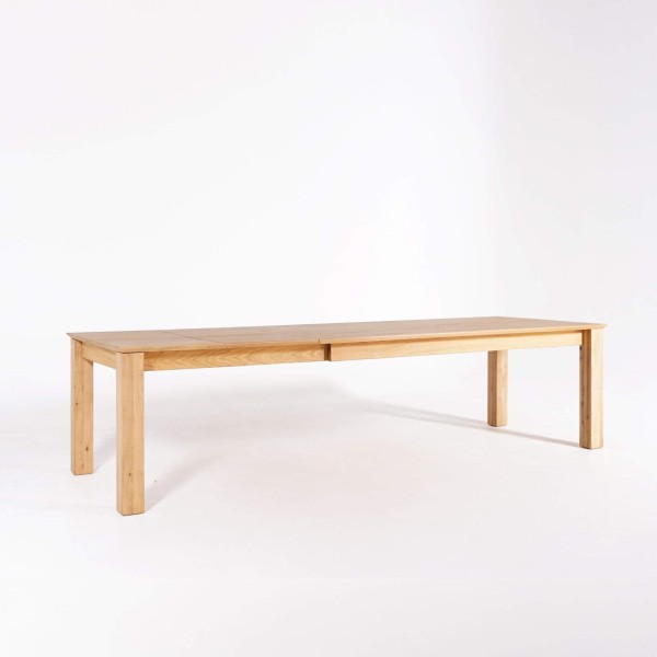 Table à manger en bois de chêne 200 x 100 cm avec allonges de 2 x 50 cm