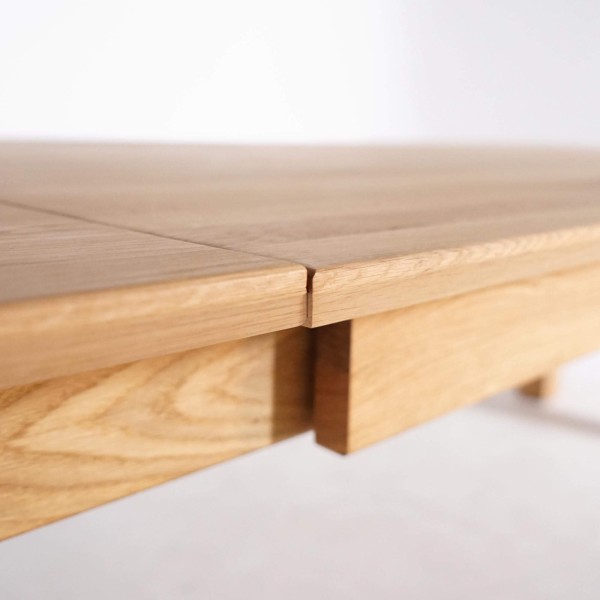 Table à manger en bois de chêne 200 x 100 cm avec allonges de 2 x 50 cm