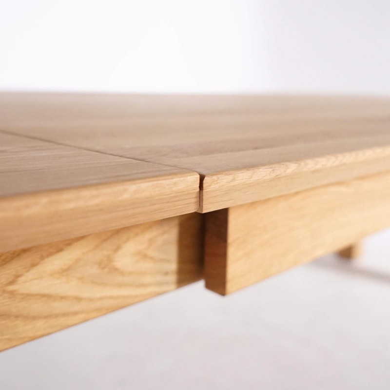 Table à manger en bois de chêne 200 x 100 cm avec allonges de 2 x 50 cm