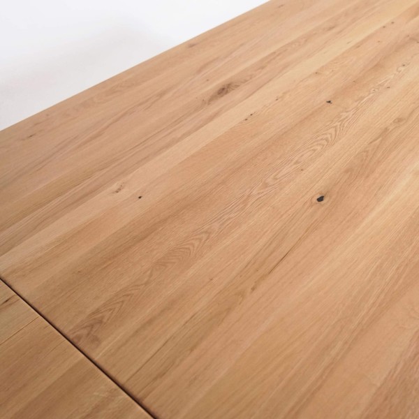 Table à manger en bois de chêne 200 x 100 cm avec allonges de 2 x 50 cm