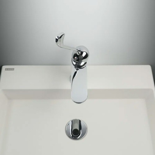 Bonde lavabo clic clac ronde avec manchon métallique, universelle, chromé