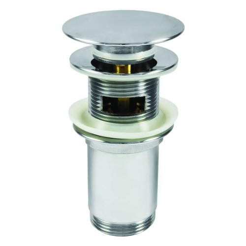 Bonde lavabo clic clac ronde avec manchon métallique, universelle, chromé